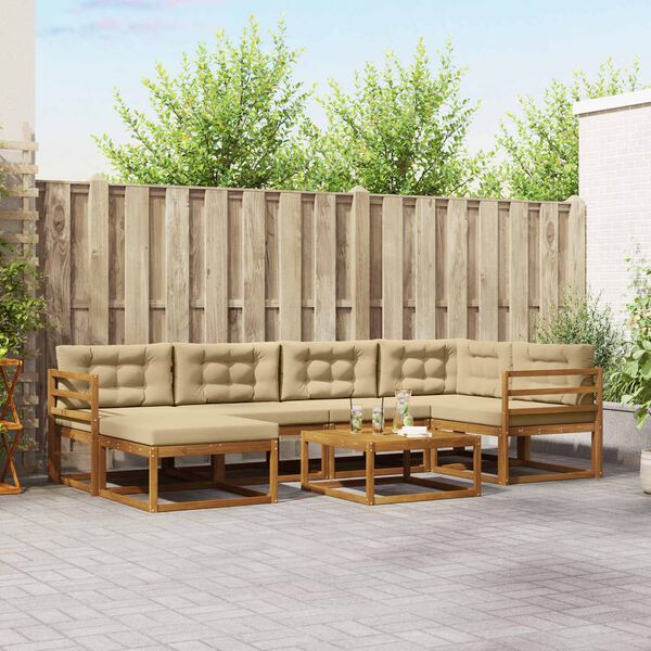 vidaXL Ensemble de canap&eacute;s d'ext&eacute;rieur 7 pcs Naturel et Beige