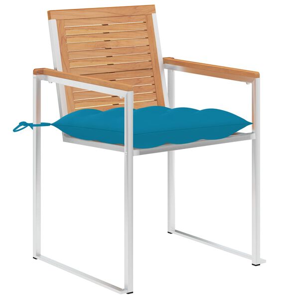 vidaXL Chaises de jardin lot de 8 avec coussins Bois de teck massif