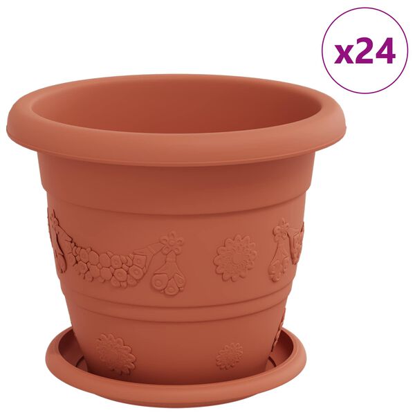 vidaXL Pots de plantes 24 pcs Rouge brique &Oslash; 26 x 21.5 cm Plastique