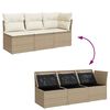 vidaXL Canapé de jardin avec coussins 3 places beige résine tressée
