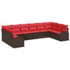 vidaXL Ensemble de canap&eacute; de jardin 10 pcs Marron et rouge polyrotin