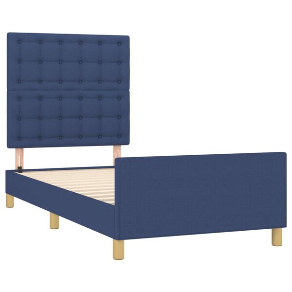 vidaXL Cadre de lit sans matelas avec t&ecirc;te de lit bleu 90x190cm tissu