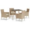 vidaXL Ensemble &agrave; manger de jardin avec coussins 5pcs Beige poly rotin