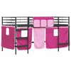 vidaXL Cadre de Lit Mezzanine pour Enfants avec Rideaux Noir et rose