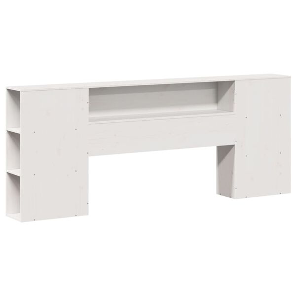vidaXL T&ecirc;te de lit avec rangement blanc 200 cm bois massif de pin