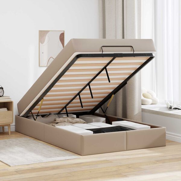 vidaXL Cadre de lit avec matelas avec matelas 2 pcs Tan PVC