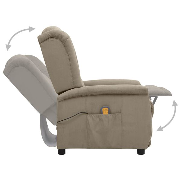 vidaXL Fauteuil de massage Gris clair Tissu microfibre