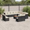 vidaXL Salon de jardin avec coussins 14 pcs noir r&eacute;sine tress&eacute;e