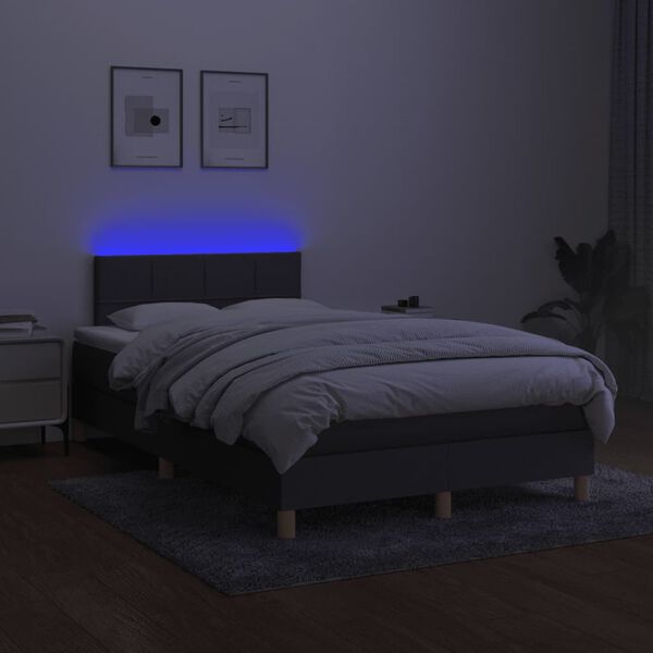 vidaXL Sommier &agrave; lattes de lit matelas LED gris fonc&eacute; 120x190 cm tissu