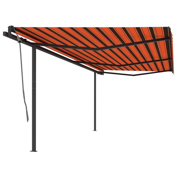 vidaXL Auvent automatique r&eacute;tractable poteaux 6x3 m Orange et marron