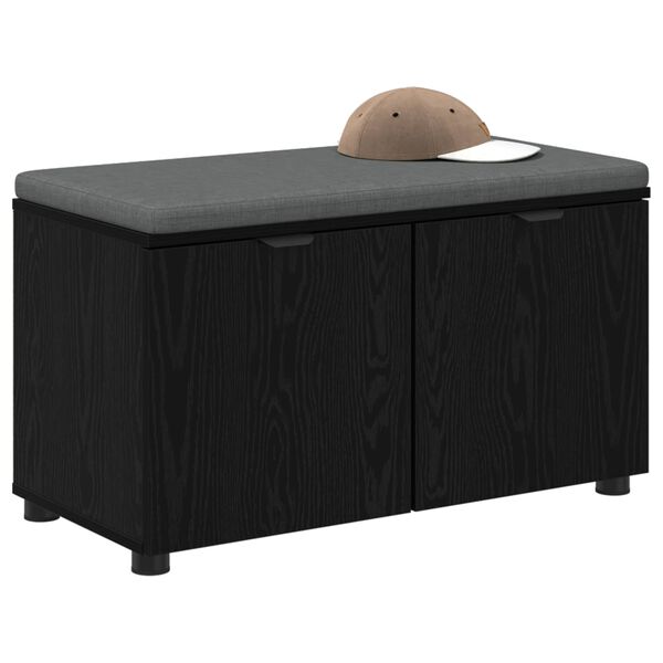 vidaXL Banc d'entr&eacute;e avec coussin Ch&ecirc;ne Noir 80 x 38 x 46 cm
