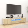 vidaXL Meuble TV avec lumières LED Chêne sonoma 180x35x40 cm