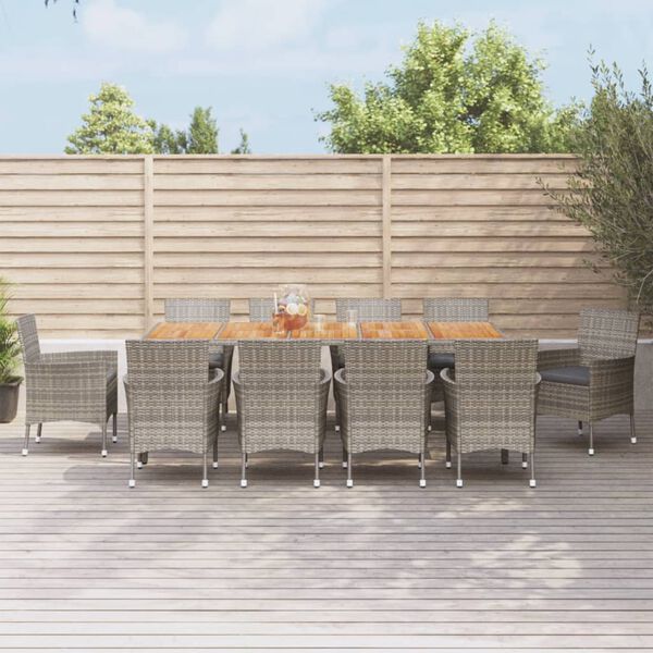 vidaXL Ensemble &agrave; manger de jardin 11pcs avec coussins gris poly rotin