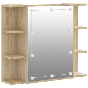 vidaXL Armoire &agrave; miroir avec LED Ch&ecirc;ne sonoma 70x16,5x60 cm
