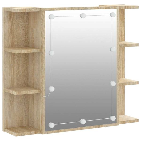 vidaXL Armoire à miroir avec LED Chêne sonoma 70x16,5x60 cm
