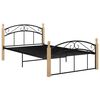 vidaXL Cadre de lit sans matelas noir m&eacute;tal bois ch&ecirc;ne 120x200 cm