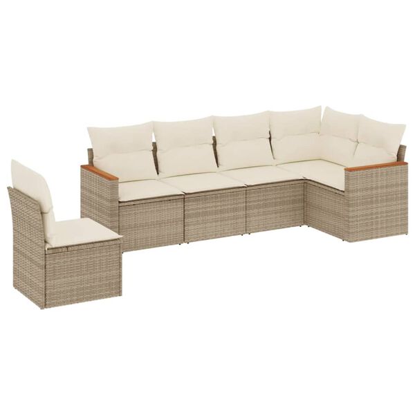 vidaXL Salon de jardin avec coussins 6 pcs beige résine tressée