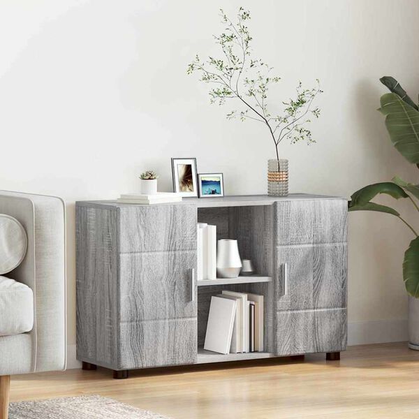 vidaXL Buffet Gris Sonoma 88,5 x 30,5 x 55,5 cm Bois d'ing&eacute;nierie
