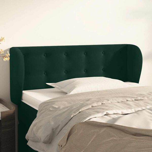 vidaXL T&ecirc;te de lit avec oreilles Vert fonc&eacute; 83x23x78/88 cm Velours