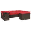 vidaXL Ensemble de canap&eacute; de jardin 10 pcs avec coussins marron r&eacute;sine tress&eacute;e