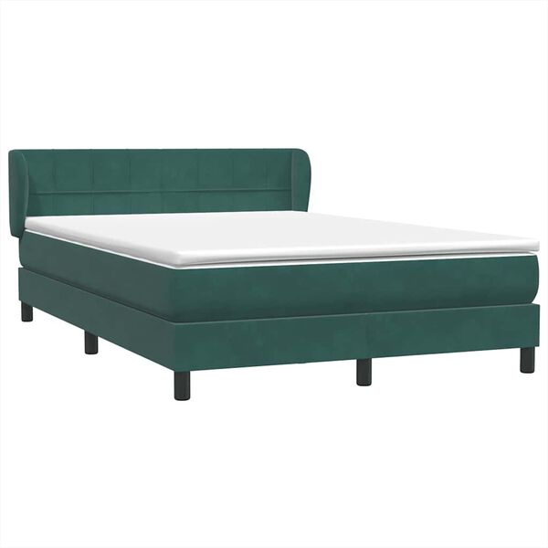 vidaXL Sommier &agrave; lattes de lit et matelas vert fonc&eacute; 140x220cm velours