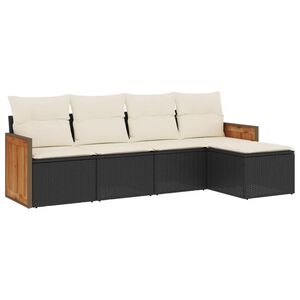 vidaXL Salon de jardin 5 pcs avec coussins noir r&eacute;sine tress&eacute;e