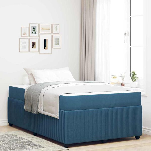vidaXL Cadre de lit avec matelas Bleu 120 x 200 cm tissu