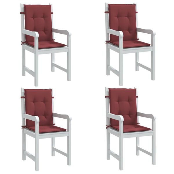 vidaXL Coussins de chaise dossier bas lot de 4 rouge bordeaux m&eacute;lang&eacute;
