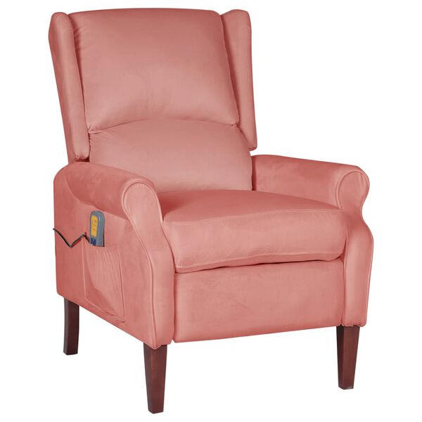 vidaXL Fauteuil de massage inclinable Rose Velours