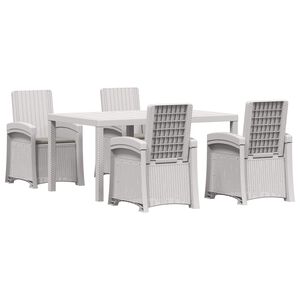 vidaXL Ensemble de salle &agrave; manger pour jardin 5 pc Blanc et gris clair