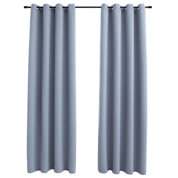 vidaXL Rideaux occultants avec anneaux en m&eacute;tal 2 pcs Gris 140x175 cm