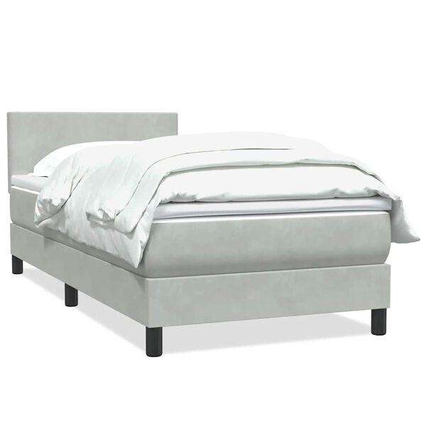 vidaXL Sommier &agrave; lattes de lit et matelas gris clair 90x220 cm velours