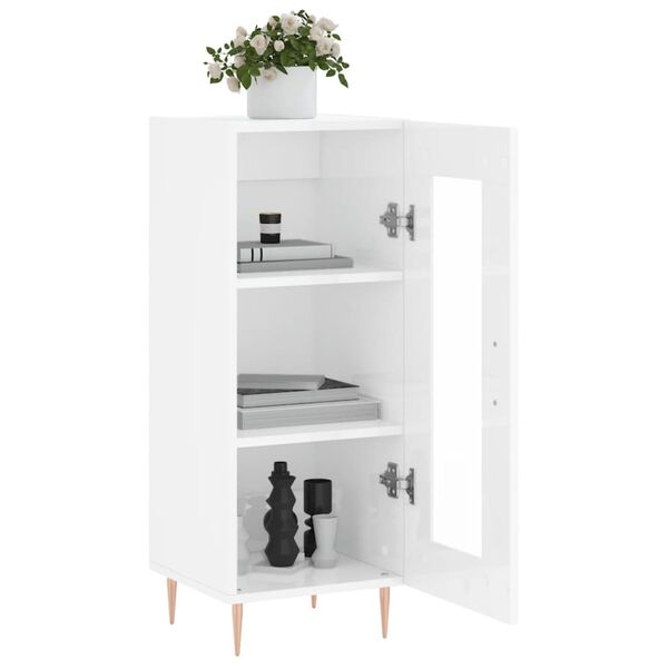 vidaXL Buffet Blanc brillant 34,5x34x90 cm Bois d'ing&eacute;nierie