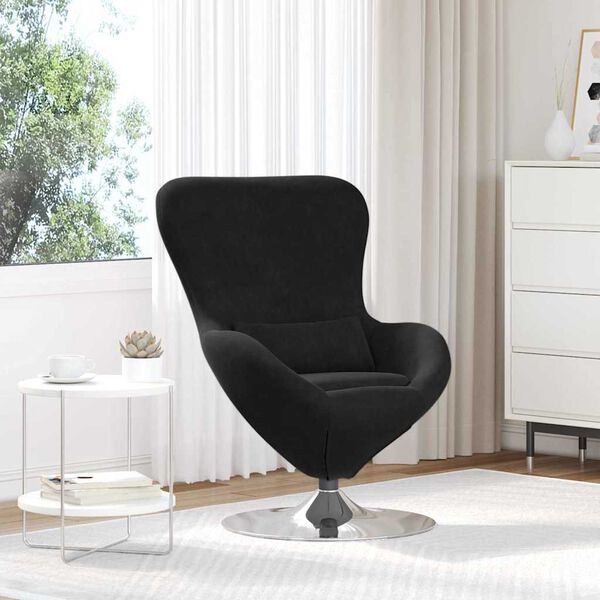 vidaXL Fauteuil &oelig;uf Noir Velours