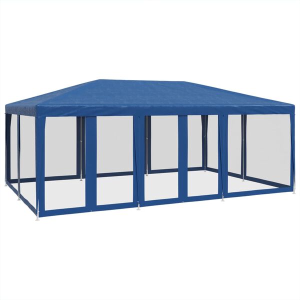 vidaXL Tente de f&ecirc;te avec 10 parois lat&eacute;rales en maille bleu 6x4m PEHD