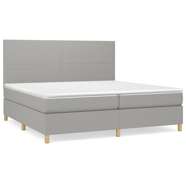 vidaXL Sommier &agrave; lattes de lit avec matelas Gris clair 200x200cm Tissu