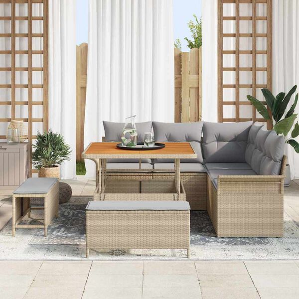 vidaXL Ensemble de canap&eacute; de jardin 8 pcs Beige et Gris clair