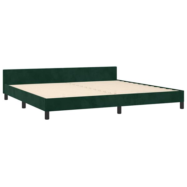 vidaXL Cadre de lit sans matelas vert fonc&eacute; 200x200 cm velours