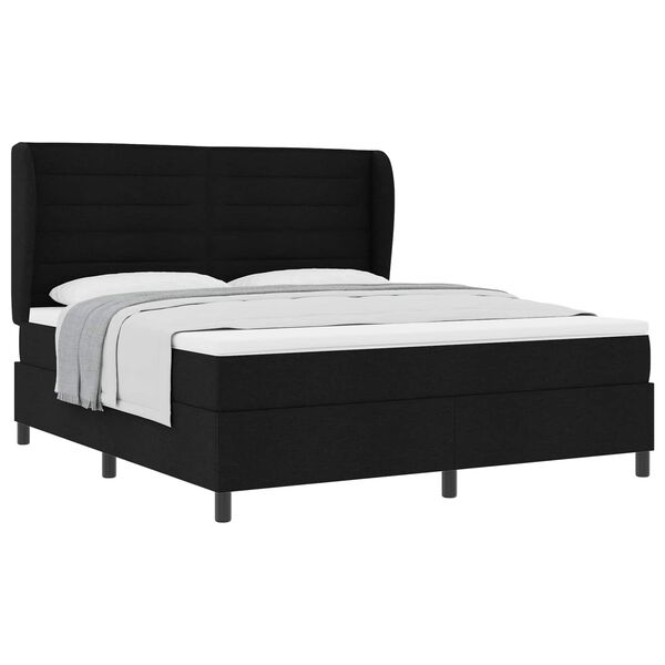 vidaXL Lit &agrave; ressorts avec matelas Noir 180 x 200 cm tissu