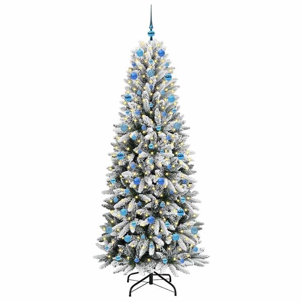 vidaXL Sapin de No&euml;l artificiel avec 300 LED avec support Blanc 210 cm