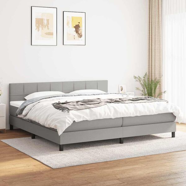 vidaXL Sommier &agrave; lattes de lit avec matelas Gris clair 160x200cm Tissu