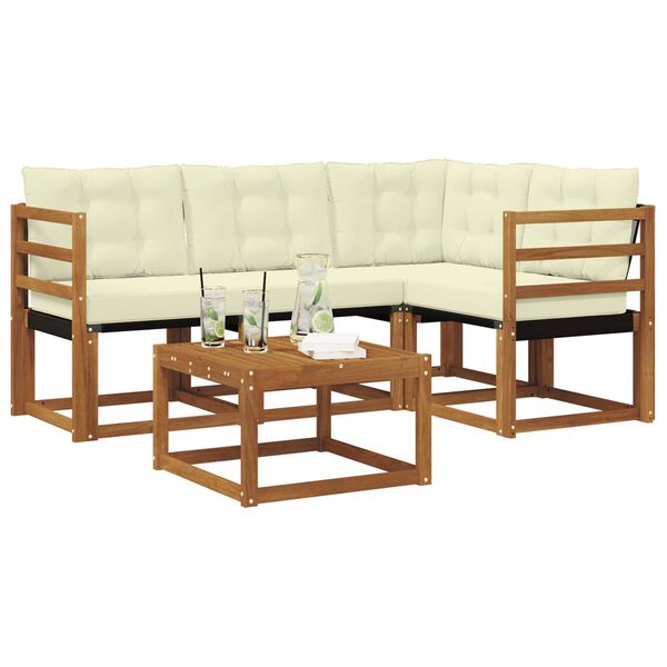 vidaXL Ensemble de canap&eacute;s d'ext&eacute;rieur 5 pcs Naturel et Cr&egrave;me