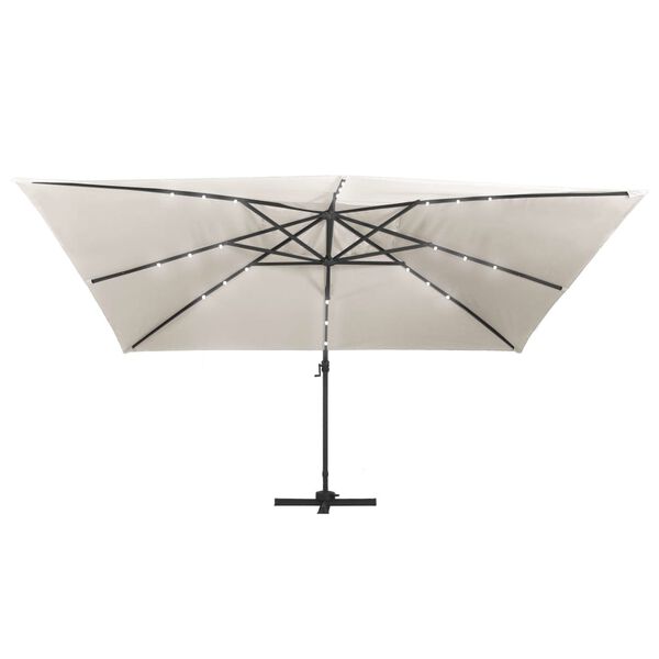 vidaXL Parasol de jardin en porte-à-faux lumières LED mât en aluminium