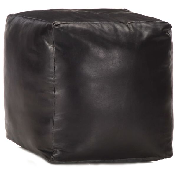 vidaXL Pouf 40 x 40 x 40 cm Noir Cuir véritable de chèvre