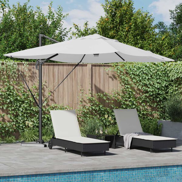 vidaXL Parasol Roma à Bras Déporté Beige et Noir 352 x 251 x 265 cm