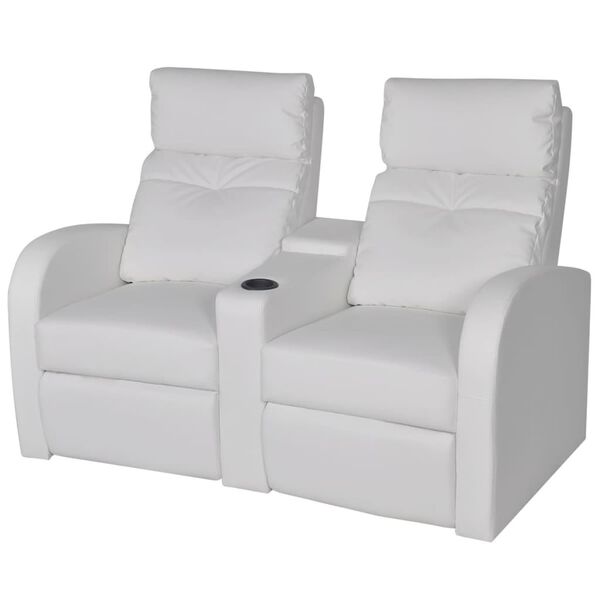 vidaXL Fauteuil inclinable &agrave; 2 places cuir synth&eacute;tique blanc