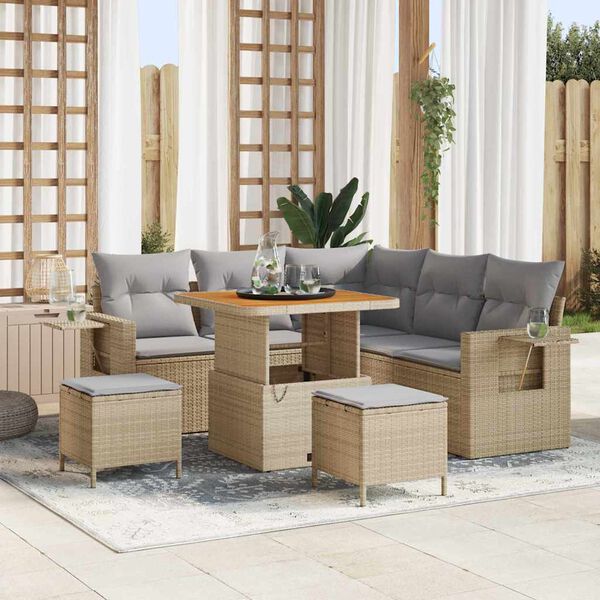 vidaXL Ensemble de canap&eacute; de jardin 9 pcs Beige et Gris clair