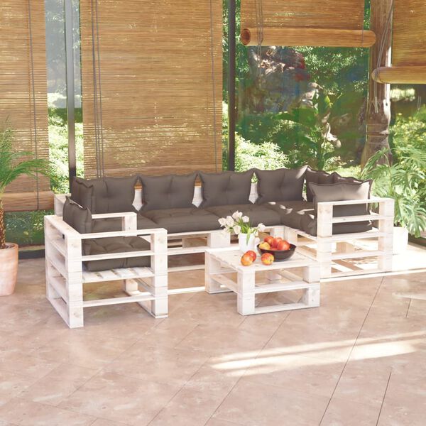 vidaXL Salon de jardin palette 7 pcs avec coussins bois de pin
