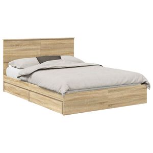 vidaXL Lit de Rangement Ch&ecirc;ne Sonoma 140 x 200 cm Bois d'ing&eacute;nierie