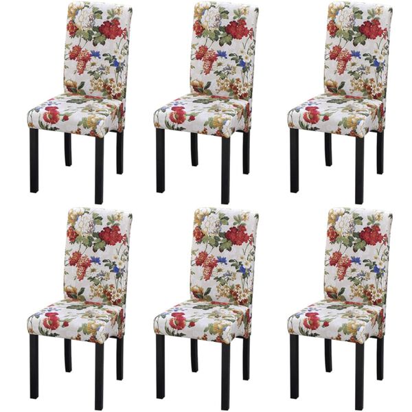 vidaXL Chaises &agrave; manger lot de 6 multicolore tissu